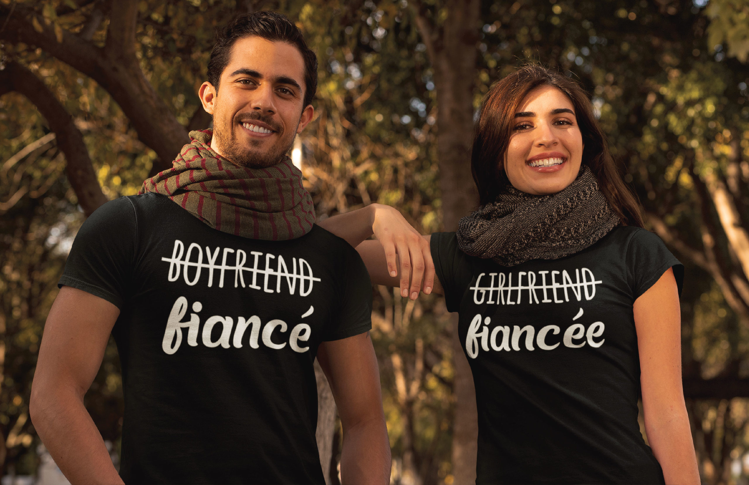 Pack 2 Tshirts - Boyfriend Fiancé + Girlfriend Fiancée