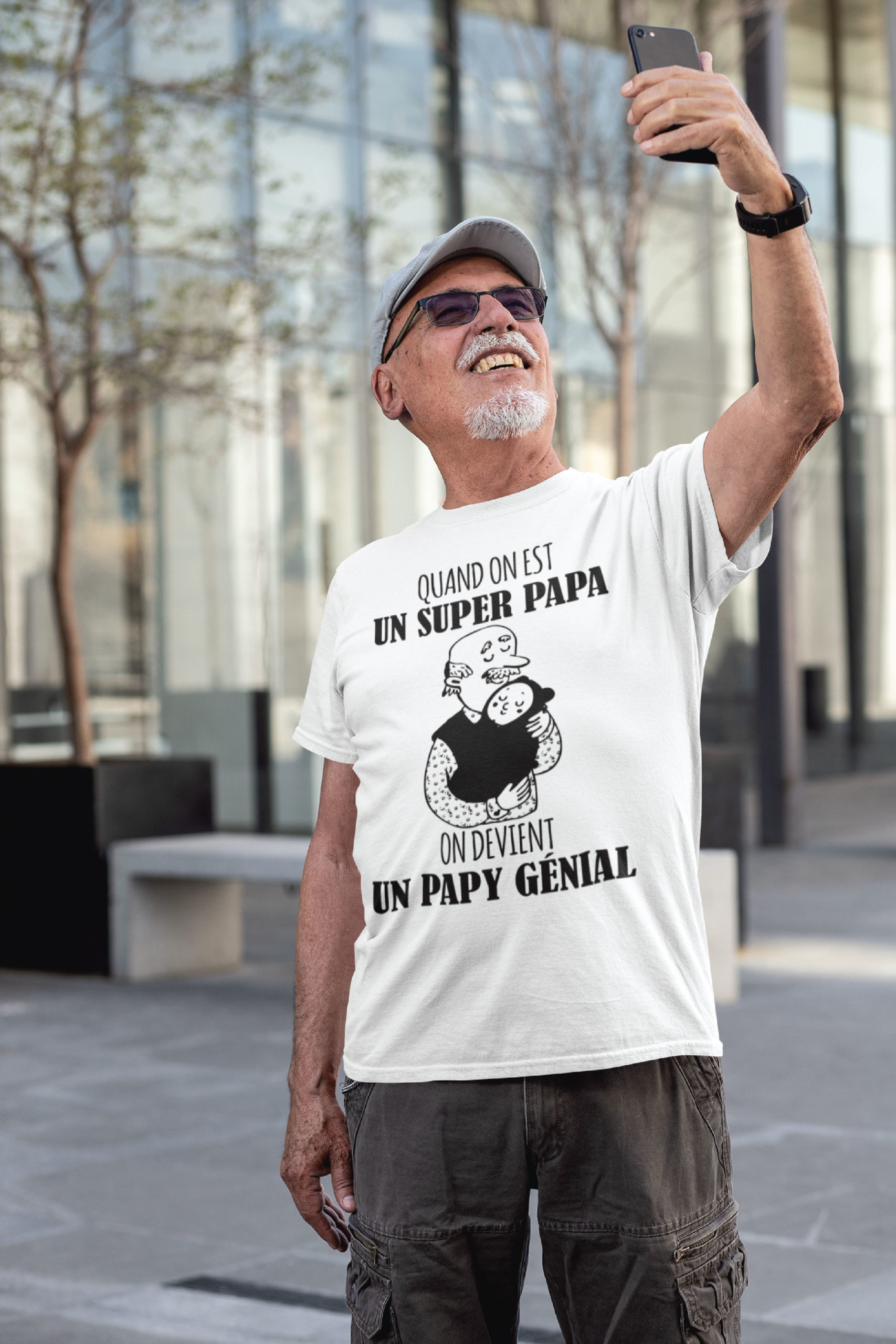 2 titres papa et papy : cadeau grand-père,papi' T-shirt Homme