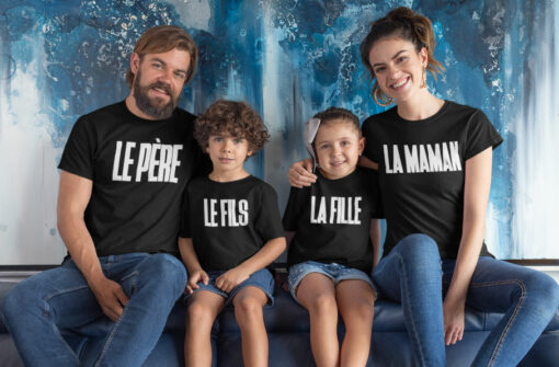 Pack 4 T-shirts - Le Père - Le Fils - La Fille - La Maman