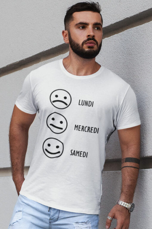 Teeshirt Homme - Smiley Lundi...Mercredi...Samedi