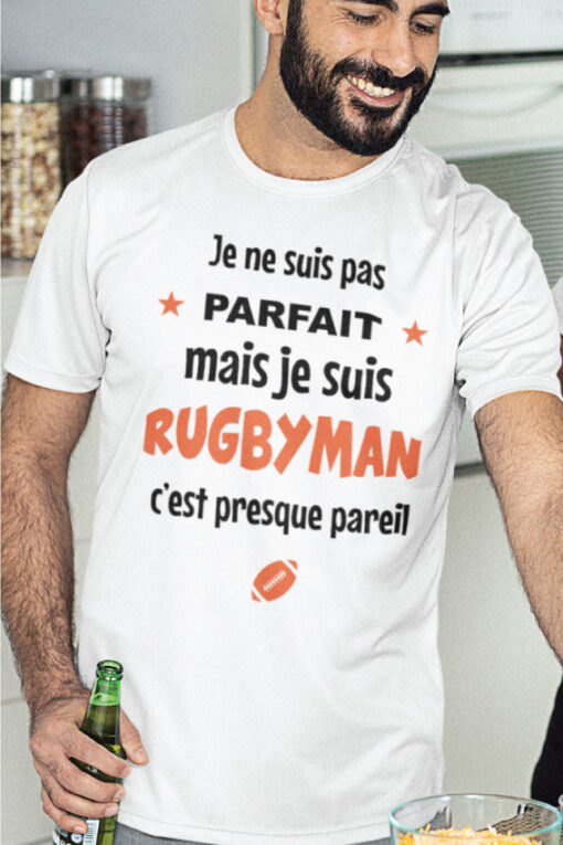 Teeshirt Homme - Je Ne Suis Pas Parfait Mais Je Suis Rugbyman C'est Presque Pareil