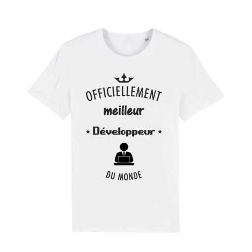 Teeshirt Homme - Officiellement Meilleur Développeur Du Monde - Blanc