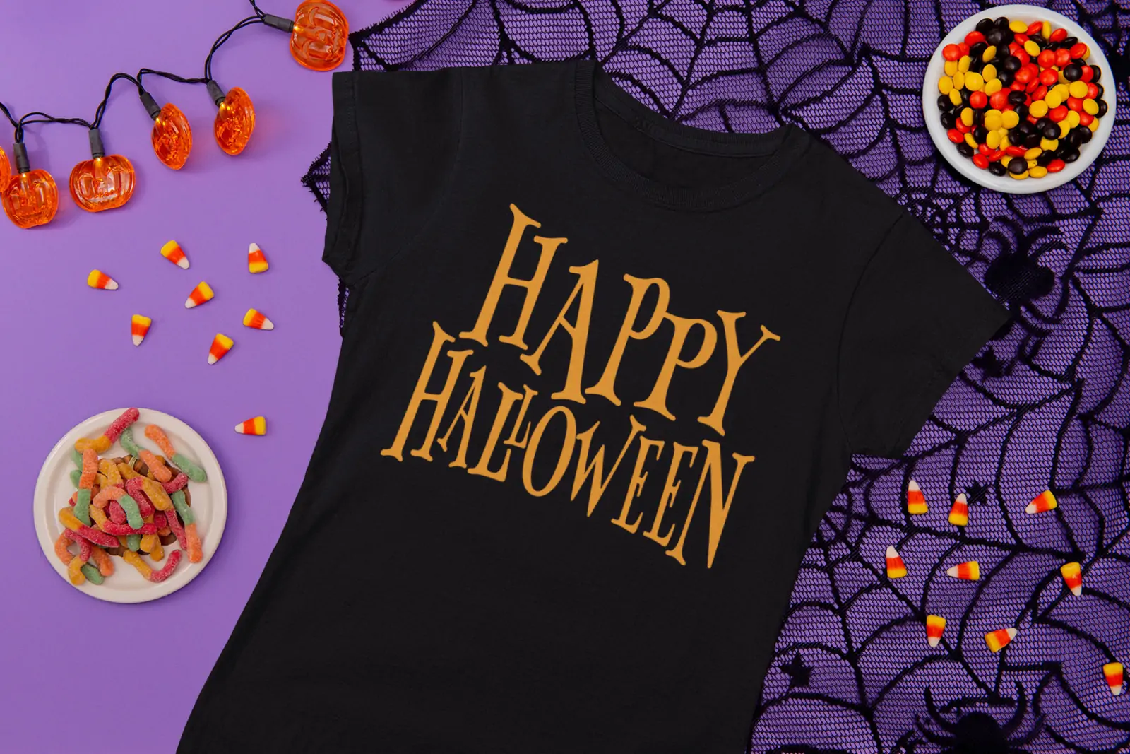 T-shirt noir « Happy Halloween »