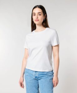 T-shirt femme col rond blanc personnalisable, vue de face
