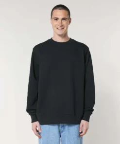Sweatshirt personnalisé noir col rond en coton bio