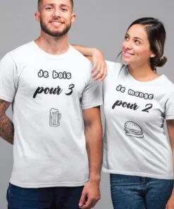 Pack 2 Tshirts - Je Bois Pour 3 - Je Mange Pour 2