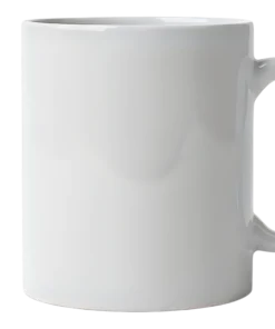 Tasse blanche vide avec anse, vue de face