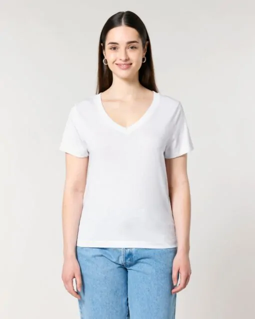 T-shirt femme col V personnalisé en express