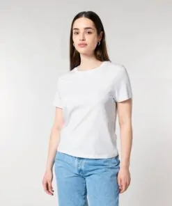 T-shirt femme col rond blanc personnalisable, vue de face